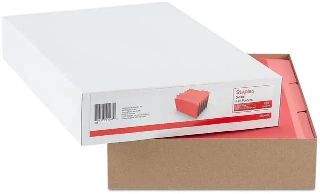 Alt view image 5 of 5 - Colored File Folders, Legal Size, 3-Tab, Red, 100/Pack Durable paper stock for everyday office document organization and filing