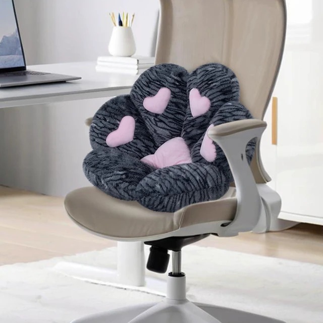 Alt view image 7 of 7 - Cat Paw Cushion Chair Comfy Kawaii Plush Seat Cushions Chair Cushion Pillow for Gamer 28"x 24" Cozy Floor Cute Girl Worker Gift, Dining Room Bedroom Decorate, Black Silver