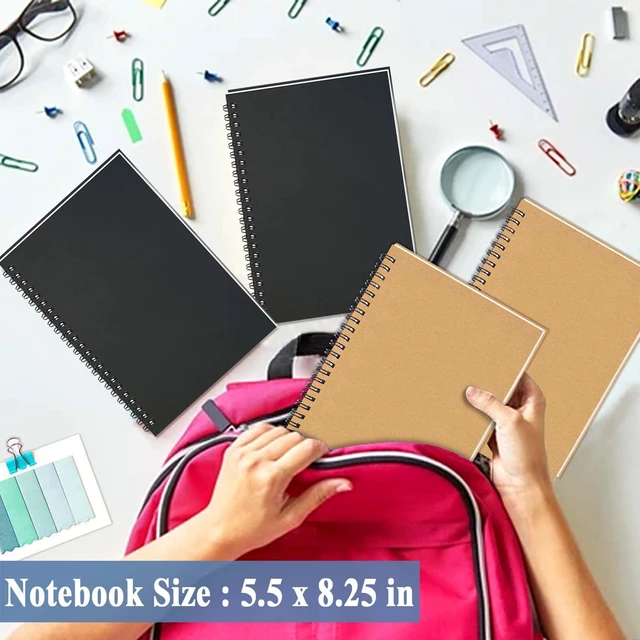Alt view image 2 of 7 - 6Pack Small Spiral Notebook A5, 8.25x5.5 120 Lined Pages Wide Ruled Spiral Journal Bulk Blank Kraft Cover Spiral Bound Notebook & Writing Pads for Home Office Meeting Work Note Taking