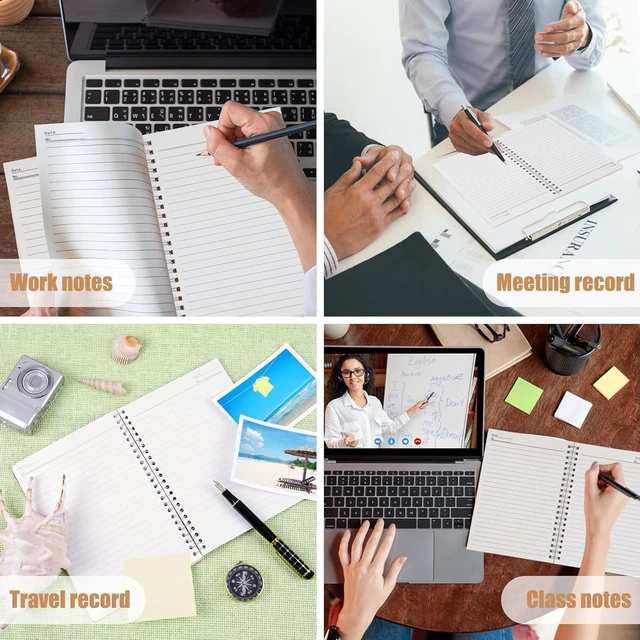 Alt view image 6 of 7 - 4Pack Spiral Notebook, 5.7x8.3 Small Notebooks for Work 120 Page Note Pads Multipack Blank Kraft A5 College Ruled Notebook Journal Spiral Bound for Writing Lined Notepad for Office School Journaling