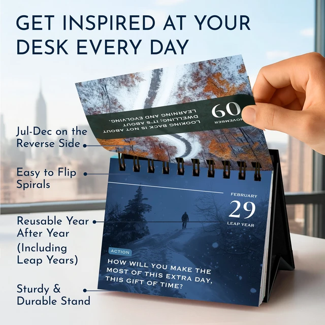 Alt view image 5 of 7 - Daily Affirmations for Men, Motivational Desk Flip Calendar, 366 Quotes Inspirational Gifts for Men, Perpetual Motivational Flip Calendar, Executive Desk Decor, Daily Quotes & Mindset Motivation