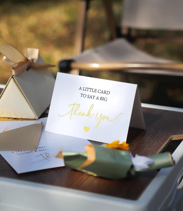 Alt view image 4 of 7 - 100 PK Luxurious Gold Thank You Cards with Envelopes Bulk - 5x3.5 Inches Wedding Thank You Notes Baby Shower Greenery Bridal Shower Small Business (WHITE)