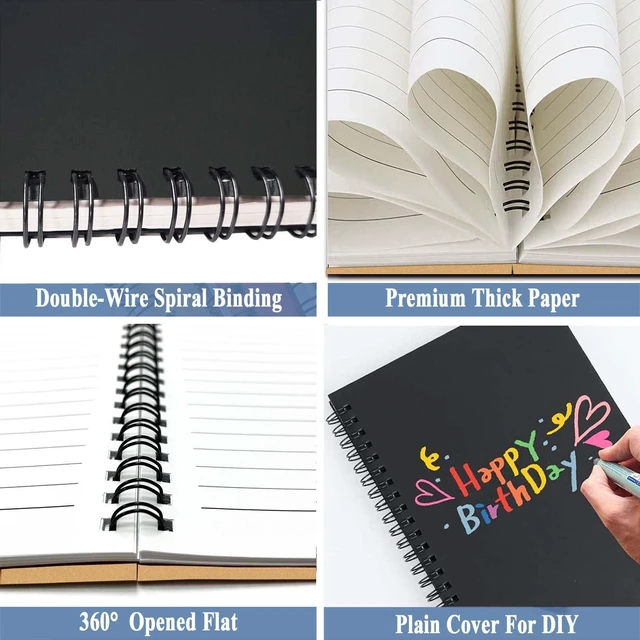 Alt view image 4 of 7 - 6Pack Small Spiral Notebook A5, 8.25x5.5 120 Lined Pages Wide Ruled Spiral Journal Bulk Blank Kraft Cover Spiral Bound Notebook & Writing Pads for Home Office Meeting Work Note Taking
