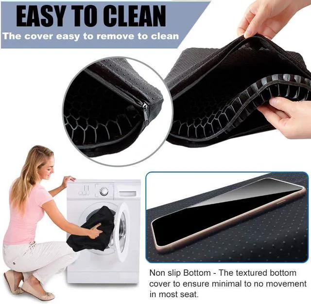 Alt view image 7 of 7 - Gel Seat Cushion for Long Sitting Pressure Relief - Non-Slip Gel Chair Cushions for Back, Sciatica, Tailbone Pain Relief - Seat Cushion for Office Desk Chair, Car Seat Wheelchair Cushions