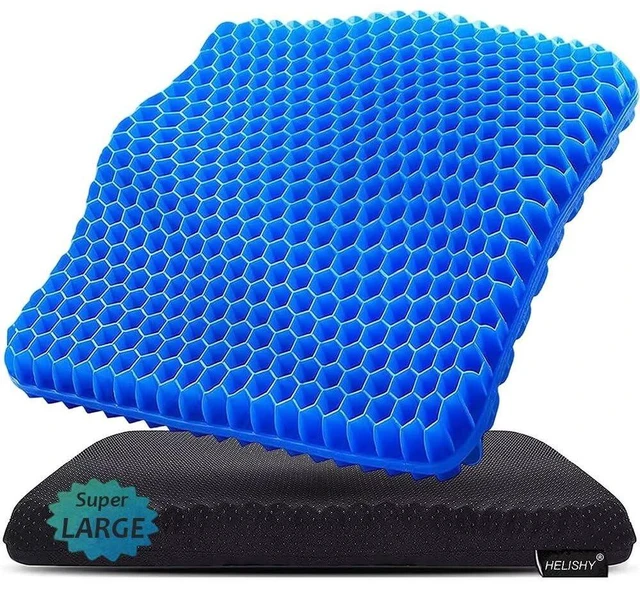 Main image of Gel Seat Cushion for Long Sitting, 19" x 18" Super Large & Thick Gel Cushion for Tailbone Pain Relief, Sciatica | Seat Cushion for Office Chairs, Car & Wheelchair | Cooling & Soft | Non-Slip