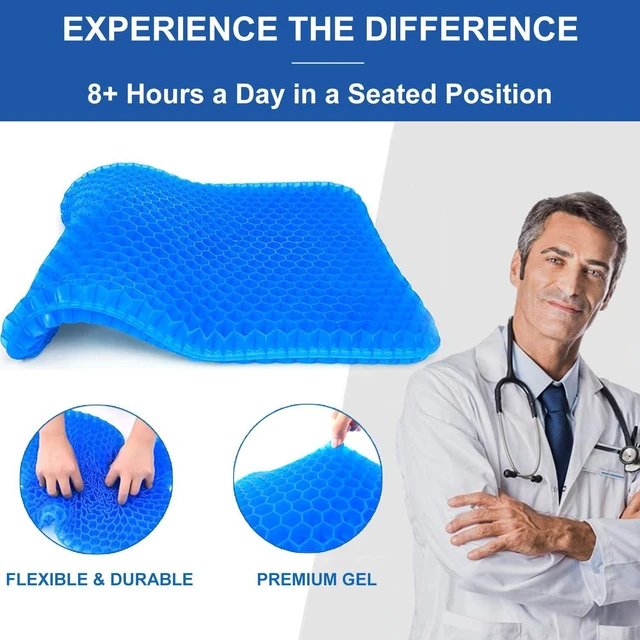 Alt view image 4 of 7 - Gel Seat Cushion for Long Sitting, 19" x 18" Super Large & Thick Gel Cushion for Tailbone Pain Relief, Sciatica | Seat Cushion for Office Chairs, Car & Wheelchair | Cooling & Soft | Non-Slip
