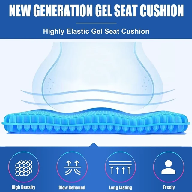 Alt view image 3 of 7 - Gel Seat Cushion for Long Sitting, 19" x 18" Super Large & Thick Gel Cushion for Tailbone Pain Relief, Sciatica | Seat Cushion for Office Chairs, Car & Wheelchair | Cooling & Soft | Non-Slip