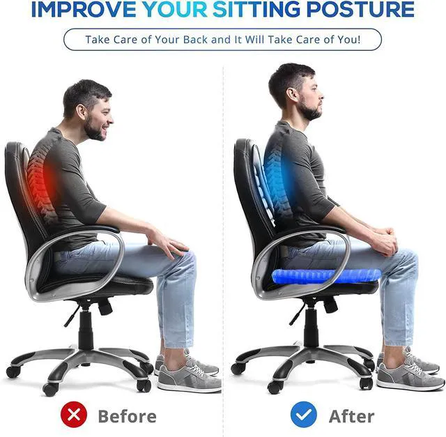 Alt view image 5 of 7 - Gel Seat Cushion for Long Sitting, 19" x 18" Super Large & Thick Gel Cushion for Tailbone Pain Relief, Sciatica | Seat Cushion for Office Chairs, Car & Wheelchair | Cooling & Soft | Non-Slip