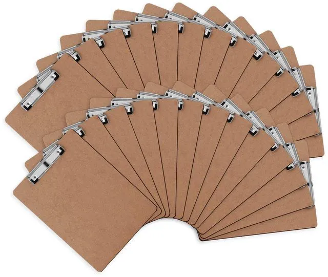 Main image of 26 Pack Hardboard Clipboards, Low Profile Clip, A4 Letter Size Wood Clipboards, 12.5 x 9 Inch Clip Boards, Fit 8.5x11 Letter Size Paper, Office, Classroom Supplies, Brown, ECO Friendly
