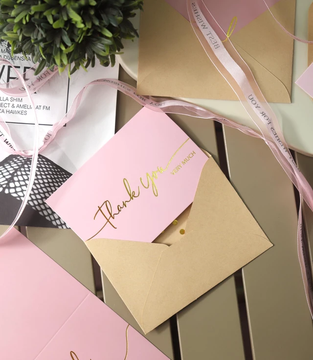 Alt view image 7 of 7 - 100 PK Pink and Gold Thank You Cards with Envelopes Bulk - 5 x 3.5 Inches Personalized Thank You Notes for Baby Shower Wedding Small Business Graduation Funeral Birthday