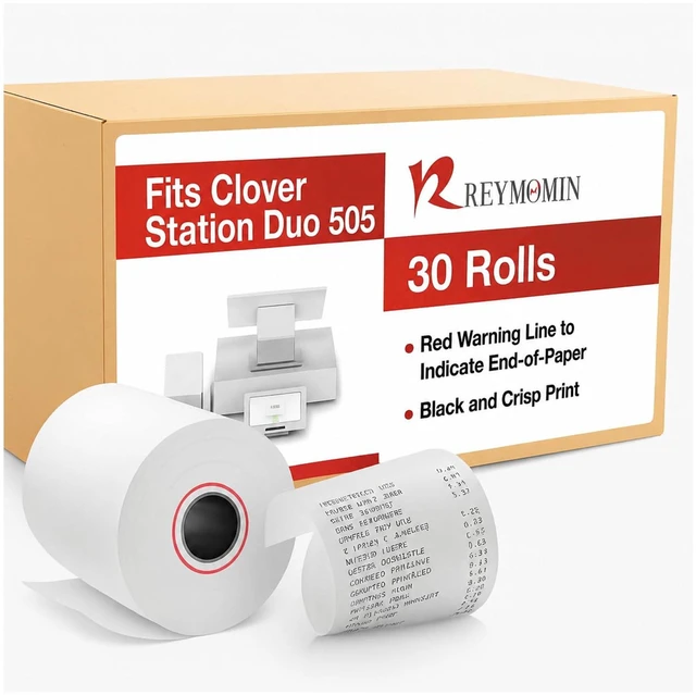 Main image of Thermal Paper for Clover Station P100, P500 & Clover Duo C505-30 Rolls 3.12 inch x 230 ft - BPA Free