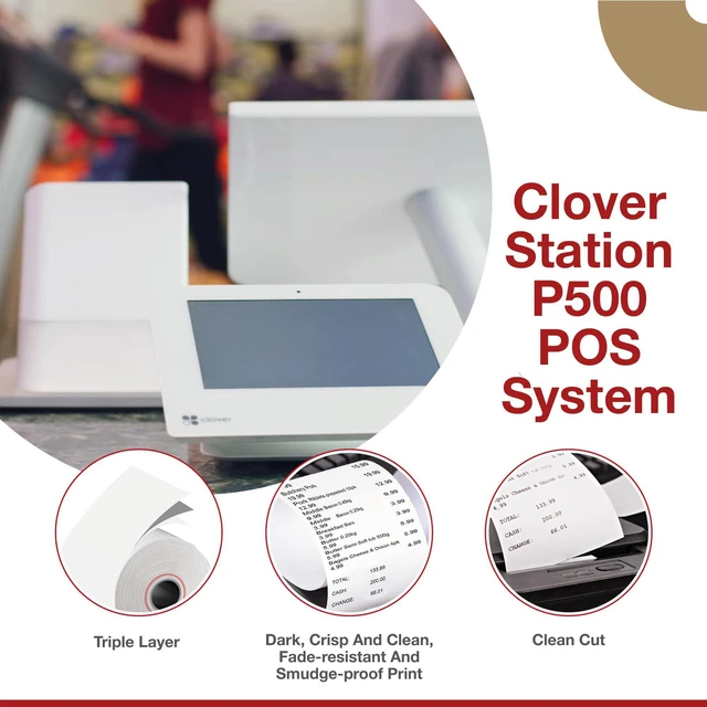 Alt view image 4 of 6 - Thermal Paper for Clover Station P100, P500 & Clover Duo C505-30 Rolls 3.12 inch x 230 ft - BPA Free