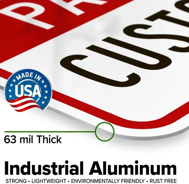 Alt view image 3 of 7 - Custom No Parking Sign, Custom Reserved Parking Signs for Business, 18x24 Inches, Rust Free.063 Aluminum, Fade Resistant, Made in USA by (Post Holes)