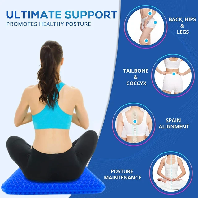Alt view image 6 of 7 - Gel Seat Cushion for Long Sitting, 19" x 18" Super Large & Thick Gel Cushion for Tailbone Pain Relief, Sciatica | Seat Cushion for Office Chairs, Car & Wheelchair | Cooling & Soft | Non-Slip