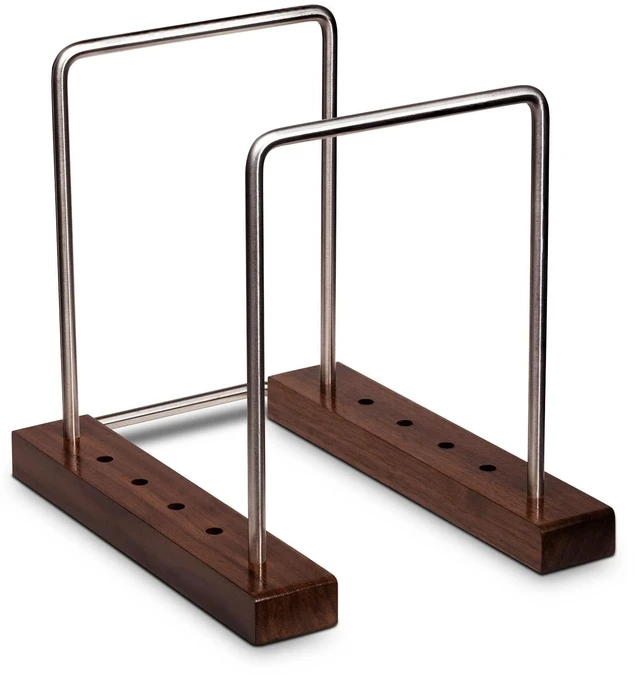 Main image of 35 LP Vinyl Record Storage Holder, Solid Walnut, Adjustable Solid Walnut and Steel, Holds 25-35 LPs, Adjustable Positions, No-Tool Assembly, Non-Slip Base