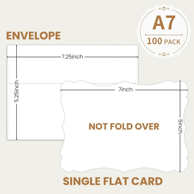 Alt view image 2 of 7 - 100 Pack Blank 5x7 Invitations with Envelopes 5 x 7 Postcards and A7 Envelopes Self Seal for Wedding, Graduations, DIY Cards, Thank You Cards & All Occasion
