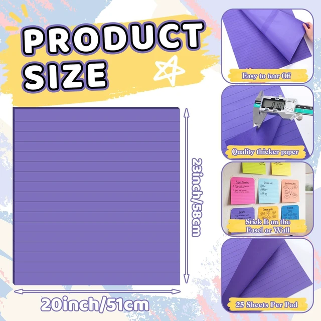 Alt view image 2 of 7 - 8 Pack Post Sticky Easel Pad Anchor Chart Paper 200 Sheets Post Chart Paper, Sticky Easel Pads, 8 Assorted Bright Colors, Large Sticky Note, Office Classroom Supplies