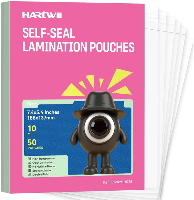 Main image of 50 Pack Self-Sealing Laminating Pouches 5x7 Inch,10 Mil Thick Double-Sided Self Adhesive Lamination Pouches,Waterproof Photo Laminating Sheets No Laminator Machine Need