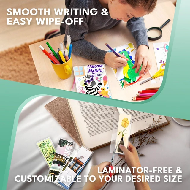 Alt view image 5 of 7 - 50 Pack Self-Sealing Laminating Pouches 5x7 Inch,10 Mil Thick Double-Sided Self Adhesive Lamination Pouches,Waterproof Photo Laminating Sheets No Laminator Machine Need