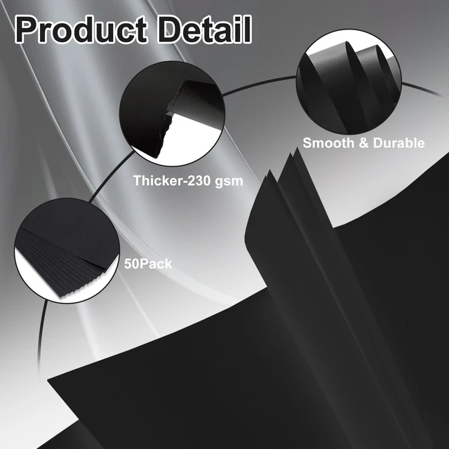 Alt view image 3 of 7 - 11"x14" Black Poster Board, 50 Pack Black Poster Paper, 230GSM Thickness Dual Matte Surface Thickness Black Poster Board for Art Display Board,Classroom Use,School Craft Project,Presentation Drawing