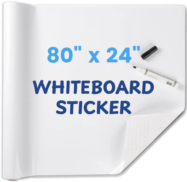 Main image of Dry Erase Whiteboard Film Surface 80" x 24" for Walls, Doors Tables Chalkboards Whiteboards No Ghosting Peel and Stick White Board Sticker, Stain-Proof Self-Adhesive Whiteboard Paper