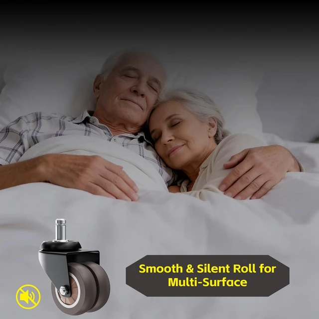 Alt view image 5 of 6 - 2" Dual Wheel Chair Casters Set of 30 - Heavy Duty Grey Soft polyurethane protects hardwood/tile. Smooth, quiet rolling. Universal 7/16" stem. Steel resists rust. Not for IKEA