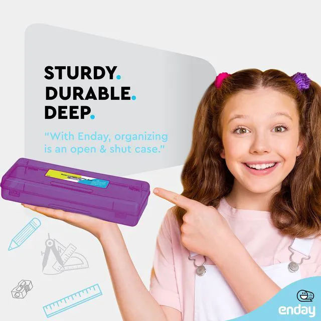 Alt view image 2 of 7 - Pencil Box Purple, Storage Organizer Utility Box, Multipurpose Long Ruler Length School Office Supplies Plastic Pencil Case for Kids & Adults Available in Red, Pink, Grey, Green, Blue, 1PK