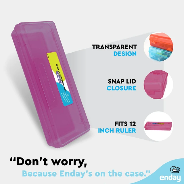 Alt view image 3 of 7 - Pencil Box Purple, Storage Organizer Utility Box, Multipurpose Long Ruler Length School Office Supplies Plastic Pencil Case for Kids & Adults Available in Red, Pink, Grey, Green, Blue, 1PK
