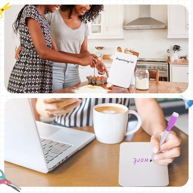 Alt view image 6 of 6 - 12 Sets Small White Boards Dry Erase 5"x7" Mini Double Sided Mini White Boards with Markers Erasers Holders, For Students Classroom Teacher Practice, Portable Personal Writing Surfaces