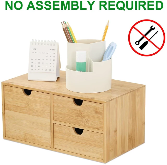 Alt view image 4 of 7 - Bamboo Desk Drawer Organizer, Desktop Organizer with Drawers(3 Drawers) 3 Drawers Open Top Tray Fully Assembled Stores Pens, Notes, Makeup, Jewelry & Toiletries for Office, Vanity & Bath