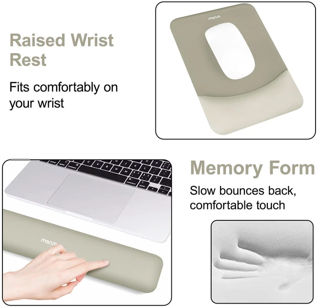 Alt view image 5 of 7 - Keyboard Mouse Pad Set, Large Gaming Mouse Pad&Keyboard Wrist Rest Rectangular Mousepad with Wrist Rest&Coaster, Ergonomic Non-Slip&Easy Typing Pad with Curved Silicone Lining, Bronze Brown