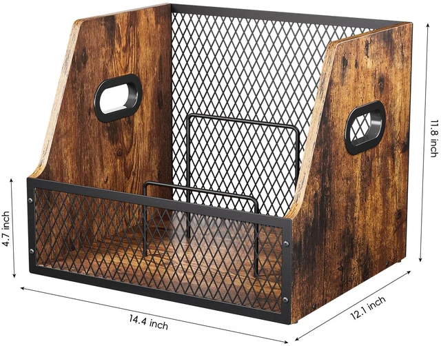 Alt view image 2 of 5 - 2 Pack Vinyl Record Storage, Wooden Crate Vinyl Holder with Dividers for Albums & Magazine Rack Organizer for 60+ Records Case Box for 7/10/12 inch, Rustic Brown