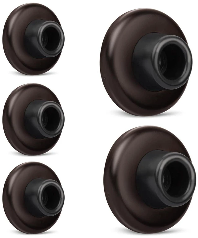 Main image of 5 Pack Concave Wall Door Bumper Stop Oil Rubbed Bronze 2-1/2 Outside Diameter Stainless Steel Cover with Bigger 1-1/4 Oil Rubbed Bronze Rubber Bumper Easy to Install with Screw