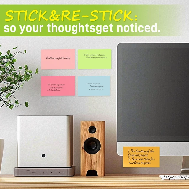 Alt view image 7 of 7 - 960 Sheets 3 in x 5 in Large Sticky Notes, 76 x 127 mm 6 Pads Assorted Self-Stick Pads for Notebook,Office,School and Home,80 Sheets/Pad (12 Pads Brillant)