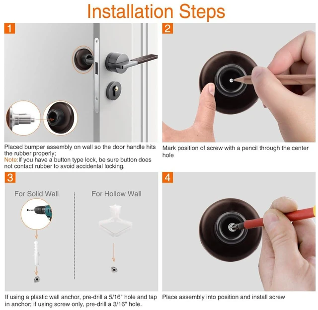 Alt view image 5 of 6 - 5 Pack Concave Wall Door Bumper Stop Oil Rubbed Bronze 2-1/2 Outside Diameter Stainless Steel Cover with Bigger 1-1/4 Oil Rubbed Bronze Rubber Bumper Easy to Install with Screw