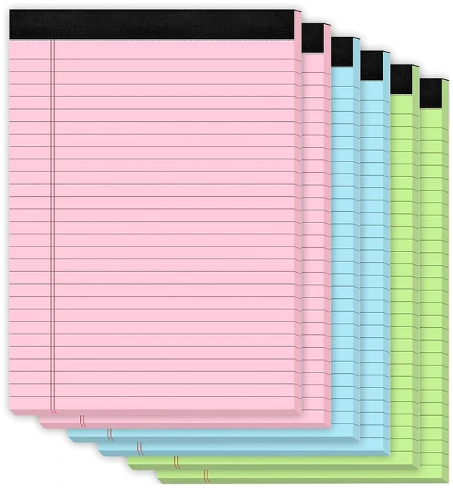 Main image of 6 Pack Legal Pads 8.5 x 11, Colored Legal Pad Wide Ruled Colored Note Pads 30 Sheets/Pad Lined Paper Pads, Multicolor Notepads, Easy-Tear Double-Sided Writing Pads for Office, School