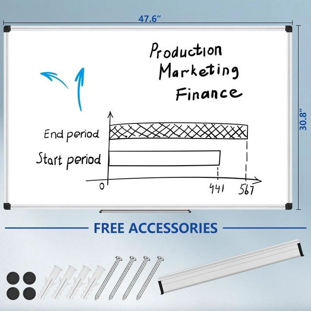 Alt view image 3 of 7 - XBoard Magnetic Whiteboard 48 x 31 inch, Dry Erase Board with Silver Aluminum Frame