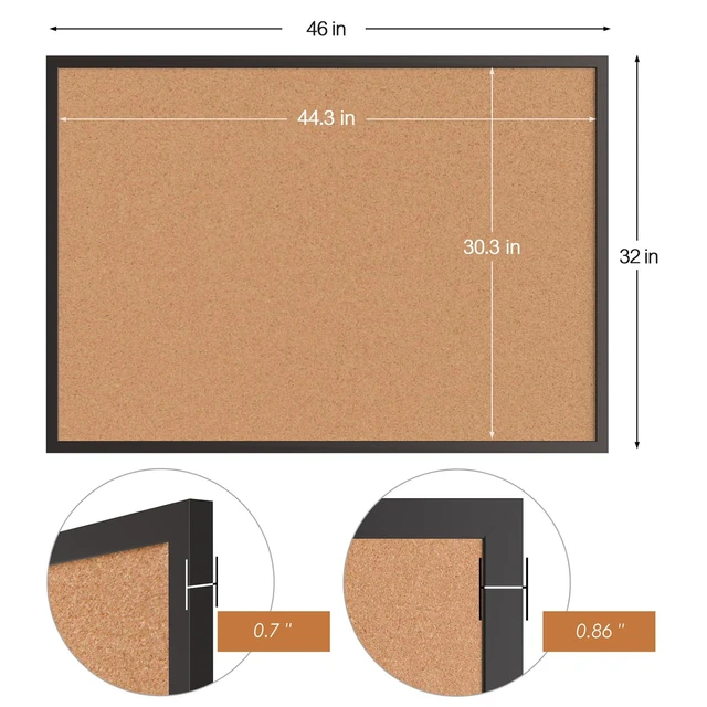 Alt view image 3 of 7 - Cork Board Bulletin Board 48 x 36, Black Wood Framed Corkboard, Office Board for Wall, Large Notice Pin Board