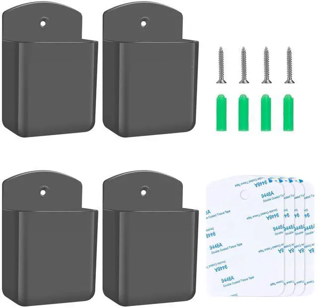 Main image of 4 PCS Remote Control Holders Wall Mount, Self Adhesive TV Air Conditioner Remote Control Holder, Wall Mount Storage Box Organizer Wall Pen Holder Storage for Home Office School (Grey)