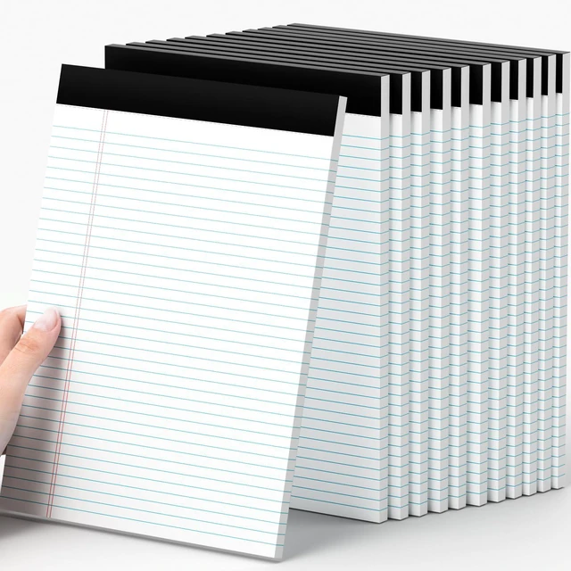 Main image of 12 Pack of Legal Pads 8.5 x 11.75 College Ruled Notebook White Paper Note Pad Narrow Ruled 30 Sheets Notepads Perforated Writing Pad Clear Print 8x11 Legal Pads Pads of Paper