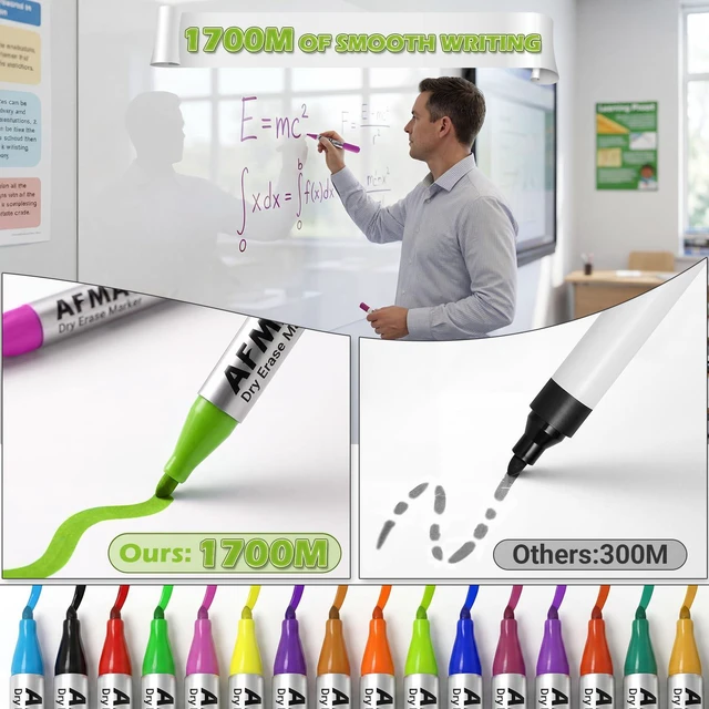 Alt view image 4 of 7 - Whiteboard Sticker for Wall, 4x6ft White Board Paper, Super Sticky Dry Erase Wallpaper, Peel and Stick Dry Erase Board with 16 Markers, No Ghosting Whiteboard Paper for Home Office Classroom