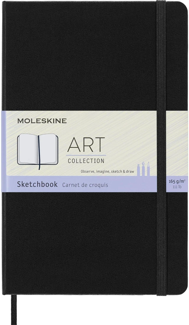 Main image of Art Plus Sketchbook, Large, Plain, Black, Hard Cover (5 x 8.25) Large 5" x 8.25" 104-page sketchbook with 165 gsm paper for drawing, illustration, and dry media