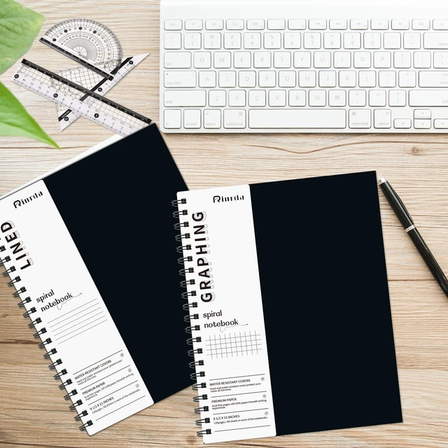 Alt view image 6 of 6 - Spiral Notebook 8.5" x 11"-2 Graph&2 Lined Hardcover notebooks Notebooks for Work&Note Taking, Lined Hardcover Notebook 120 Pages Thick Paper Notebook Hardcover Journal for School, Office
