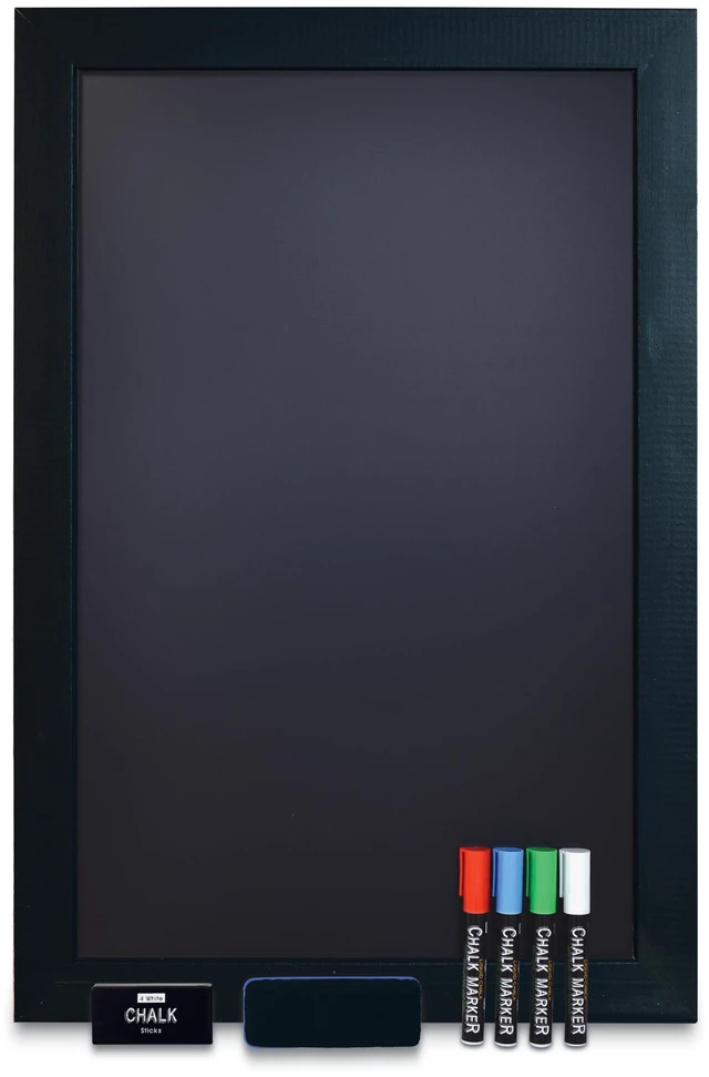Main image of Magnetic Wall Chalkboard, Extra Large Size 20" x 30", Wood Frame, Chalkboard Sign, Vertical or Horizontal Wall Mount, Includes 4 Chalk Markers, Chalk & Eraser, by (Solid Black)