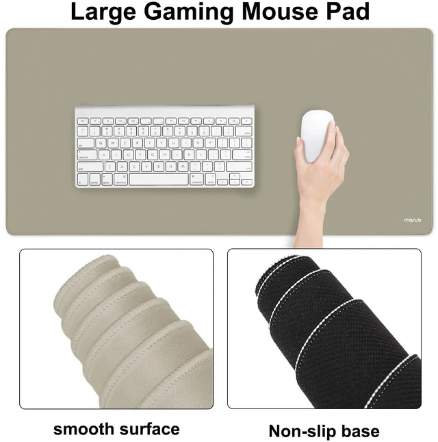 Alt view image 4 of 7 - Keyboard Mouse Pad Set, Large Gaming Mouse Pad&Keyboard Wrist Rest Rectangular Mousepad with Wrist Rest&Coaster, Ergonomic Non-Slip&Easy Typing Pad with Curved Silicone Lining, Bronze Brown