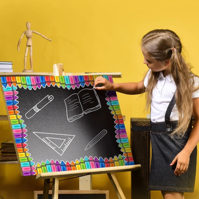 Alt view image 4 of 6 - 69 Feet Crayon Bulletin Board Border Back to School Crayon Bulletin Board Die Cut Scalloped Trim, Crayon Theme for Classroom Decor, Chalkboard Wall Border, Vibrant Colors, Teacher Supplies