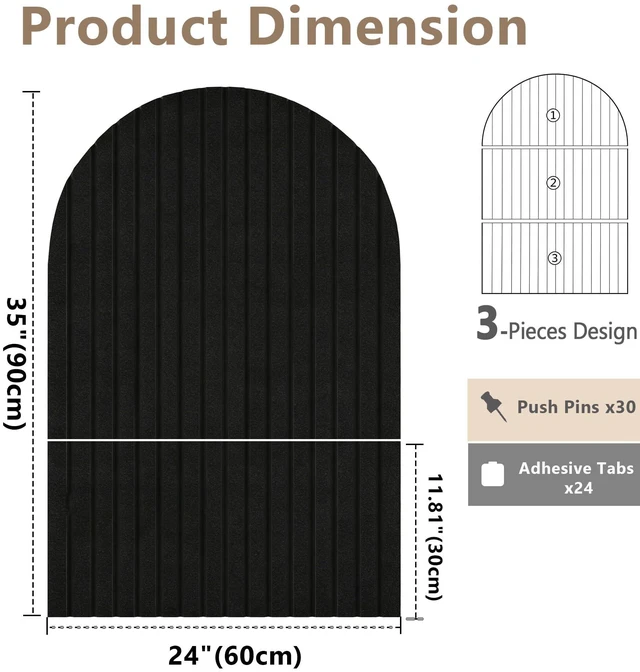 Alt view image 3 of 7 - Felt Bulletin Board 35" x 24", Cork Board Alternative with 30 Push Pins 3 Customizable Modular Decorative Felt Pin Board, Vision Board for Office Home Bedroom Wall Decor, Photo Picture Display