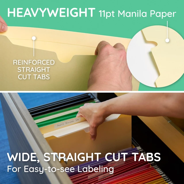 Alt view image 4 of 6 - 50 File Jackets, Letter Size, 2" Expansion, Manila Expandable File Jacket, Reinforced Straight Cut Tab, 2 in Expansion Pocket, for Documents, Invoices, and Project Filing