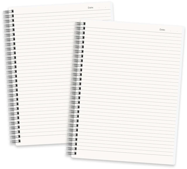 Main image of Spiral College Ruled Notebook, 160 Pages per Pack, B5 (7.6" x 10") 2-Pack, 100 GSM Thick Paper, Flexible Plastic Cover, for School, Work, Writing, Journaling