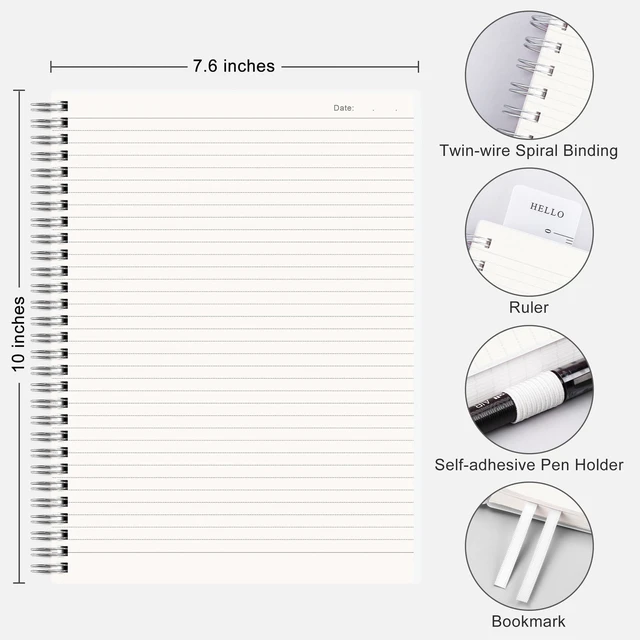 Alt view image 2 of 7 - Spiral College Ruled Notebook, 160 Pages per Pack, B5 (7.6" x 10") 2-Pack, 100 GSM Thick Paper, Flexible Plastic Cover, for School, Work, Writing, Journaling